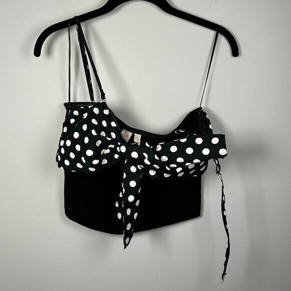 NWT Dolan Cropped Bow Polka Dot Ribbed Sweater Tank Size Large - Picture 4 of 10